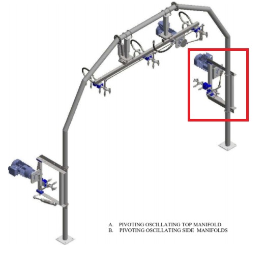 OT-PO1-EL - PIVOTING OSCILLATING HIGH PRESSURE ARCH - Side Manifold - Passenger Side