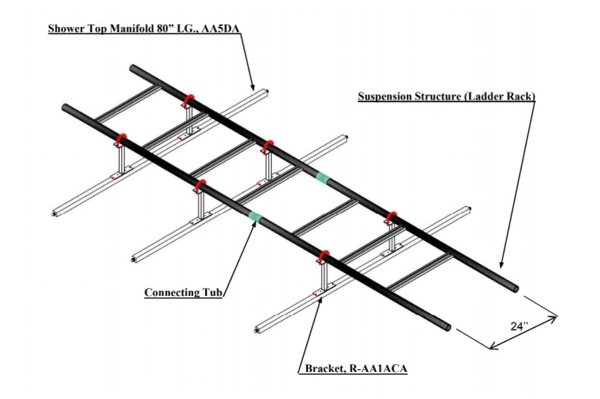 SHOWER TOP MANIFOLD Mounted to Ladder Rack - LR1