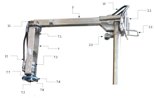 Model DWACB2 - UPPER ARM ASSEMBLY w/BRUSH ASSEMBLY : PASSENGER SIDE