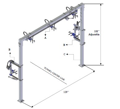 PIVOTING OSCILLATING HIGH PRESSURE ARCH , MODEL PO1: SIDE MANIFOLD- PASSENGER'S SIDE