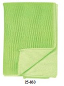 Duo- Sided Plush Green Microfiber + Microfiber Mesh Towel